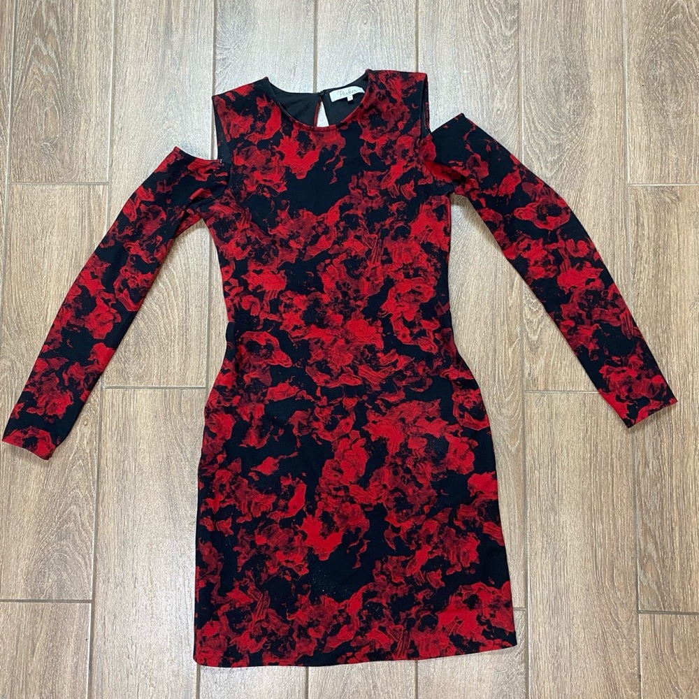 Parker long sleeve mini dress with shoulder cutout
